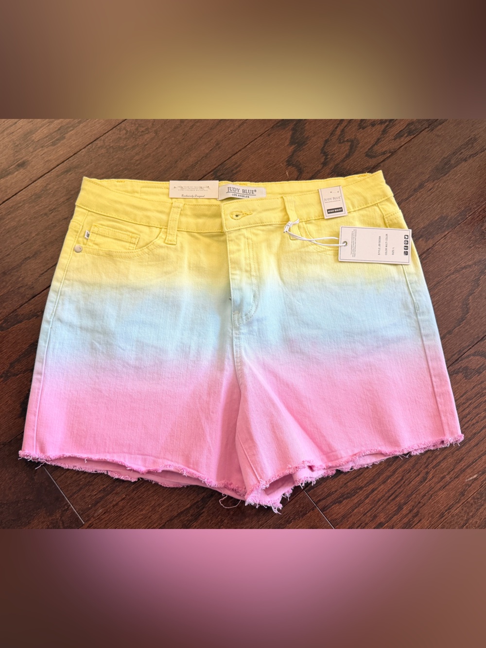 NWT Judy Blue Pastel Rainbow Ombre High Waist Shorts